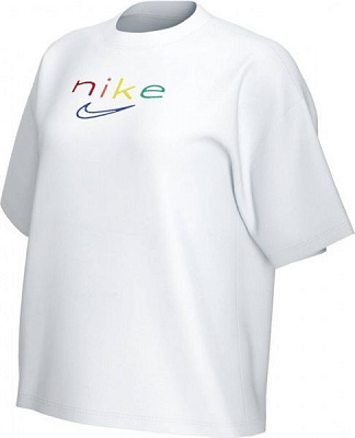 Футболка Nike W NK DRY TEE BOXY RAINBOW DD2848-100 р. L белый