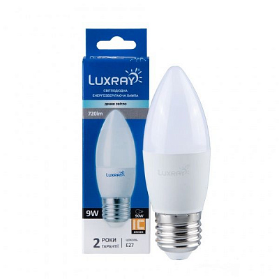 Лампа світлодіодна Luxray 9 Вт C37 матова E27 220 В 4200 К