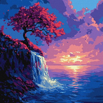 Картина за номерами Сакура в потоці ©art_selena_ua 40х40 см Ideyka