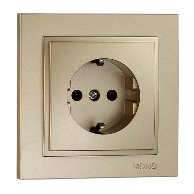 Розетка із заземленням Mono Despina без шторок без кришки бронзовий 102-232321-117