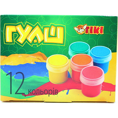Гуашь 12 цветов 10 мл Тікі