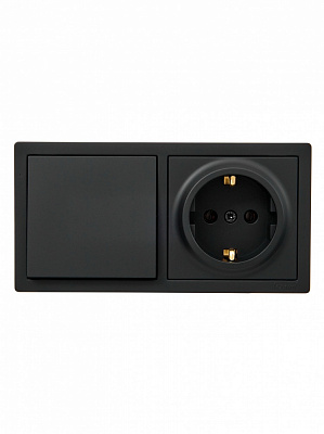 Розетка + вимикач одноклавішний Lezard LETO антрацит 752-4200-170BAP