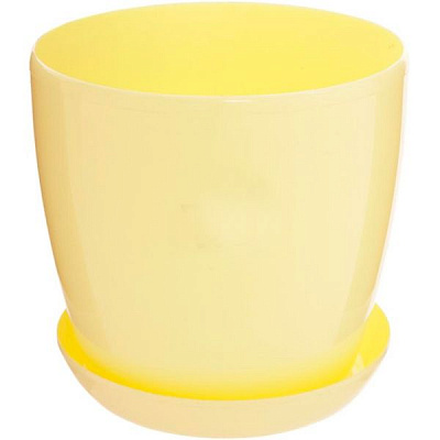 Горщик пластиковий Омела глянцевий круглий 0,8л жовтий