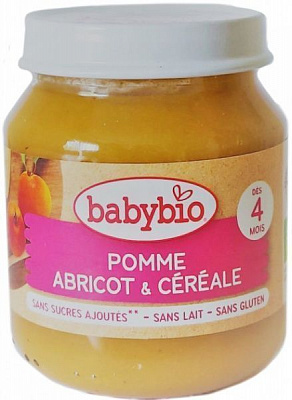 Пюре Babybio органическое из яблока, абрикоса и злаков 130 г 51073 