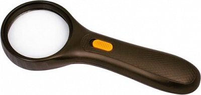 Лупа ручная с LED-подсветкой 3X увеличение 65 мм Ridni