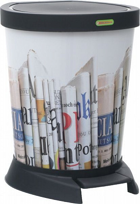 Відро для сміття Алеана Газета 18 л різнокольоровий принт 124067