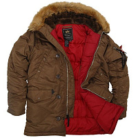 Куртка Alpha Industries N-3B Slim Fit Brown Red 2XL 