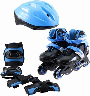 Роликовые коньки GW-369HB-C-6 р. 30-33 черный с синим