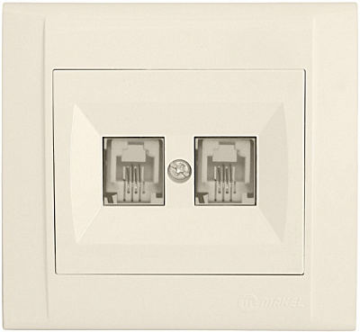 Розетка телефонная двойная Makel Defne кремовый 42010034