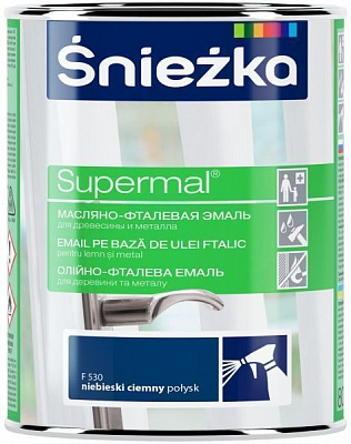 Эмаль Sniezka масляно-фталевая Supermal темно-синий глянец 0,8л