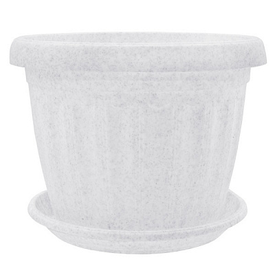 Горщик пластиковий Алеана Терра круглий 0,4л білий із сірим (112071)