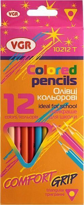 Олівці кольорові Comfort grip VGR 12 кольорів
