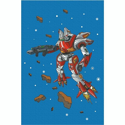 Полотно на картоні з контуром Робот 20х30 см Rosa Start