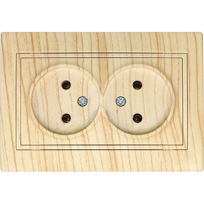 Розетка подвійна без заземлення Lezard Mira дуб вибілений матовий 701-5252-128B