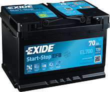 Акумулятор автомобільний EXIDE Start-Stop EFB 70Ah 720A 12V «+» праворуч (EL700)