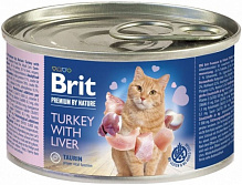 Консерва для взрослых котов Brit Premium 100619 печень и индейка 200 г