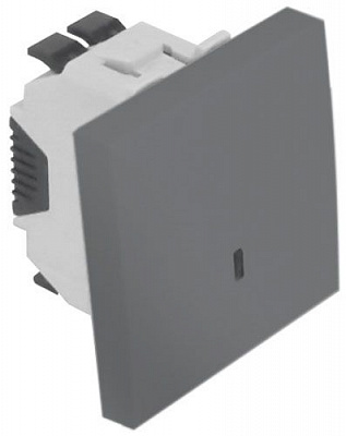 Вимикач одноклавішний Efapel Quadro з підсвіткою 10 А алюміній 4601212 SAL