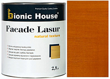 Лазур-антисептик Bionic House Facade Lasur Масляна для дерев’яних фасадів Бурштин напівмат 2,8 л 2,5 кг