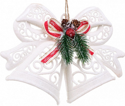 Декоративна підвіска Дзвоник з декором 15 см HFF235W білий