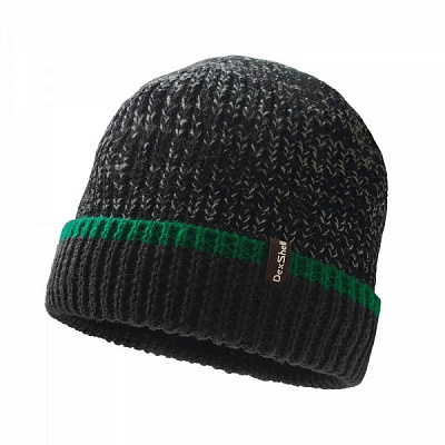 Шапка Dexshell водонепроницаемая Cuffed Beanie, р-р L/XL (58-60 см) DH353GRNLXL р.XL черный с зелеными вставками