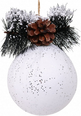 Куля новорічна з декором HF20Y1-04-10 d 100 мм білий