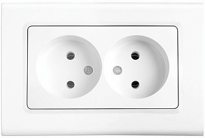 Розетка двойная без заземления Viko Linnera без шторок без крышки белый 90400055