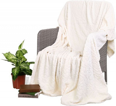 Плед Flannel Embossed Whisper White 200x220 см молочный La Nuit 