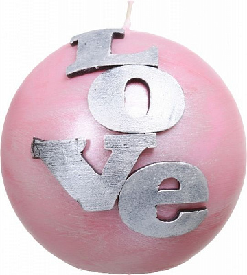 Свеча декоративная Love, d=10 см, розовая Pako-If