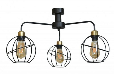 Светильник потолочный Геотон 0578/3 3x60 Вт E27 черный/бронзовый 48851 