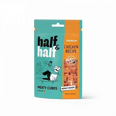 Ласощі для собак Half&Half кубики курка 100 г