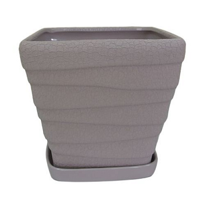 Горщик керамічний Оріана-Запоріжкераміка Квадрат №2 Хвиля шовк квадратний 8л аметист