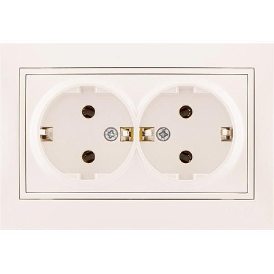 Розетка двойная с заземлением Lezard Mira 16 А 250 В 701-3030-127В без шторок белый