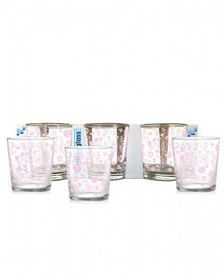 Набор стаканов низких Цветочный блюз розовый 250 мл 6 шт. Galleryglass 