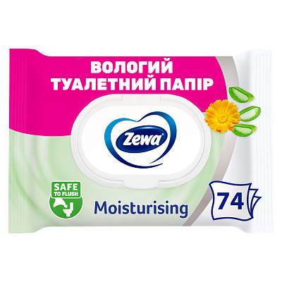 Вологий туалетний папір Zewa Moisturizing одношаровий 74 шт.