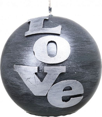 Свеча декоративная Love, d=10 см, серая Pako-If