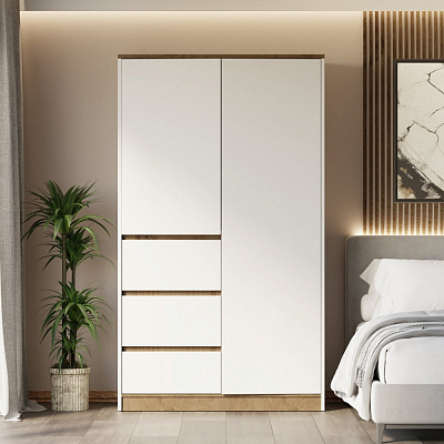 Шкаф гардеробный Kartissa Гектор 2д3ш 2065 x1200x526 мм кашемир / дуб эвок прибрежный / кашемир