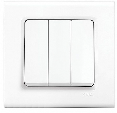 Вимикач триклавішний Viko Linnera без підсвітки 10 А 250В білий 90400068