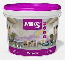 Краска интерьерная акриловая водоэмульсионная MIKS Color Mattlatex мат белый 10л 14кг 