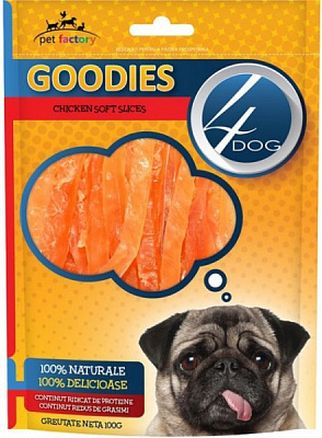 Снеки 4Dog для собак Мясные ломтики из курицы 100г