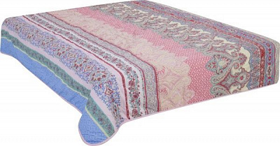 Покрывало стеганое Пэчворк 2409 240x215 см бежевый с коричневым 