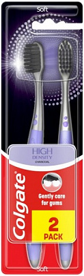 Зубная щетка Colgate High Density черный уголь 1+1 средней жесткости