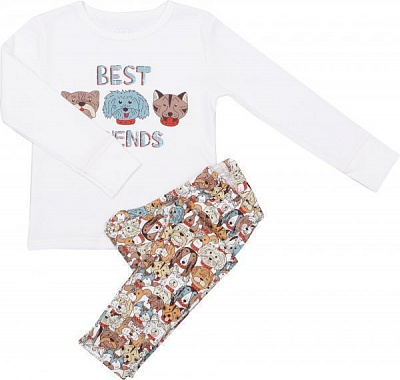 Піжама для хлопчиків Фламінго Собачки р.110 молочний/із принтом 256-222-13