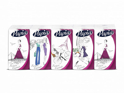 Носовые платочки кармашки PAPIA 2 слоя 10 упаковок