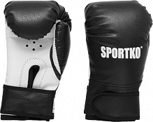 Боксерські рукавиці SPORTKO 6oz чорний із білим