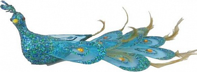 Декорация павлин 28 см синий RS1D2583S