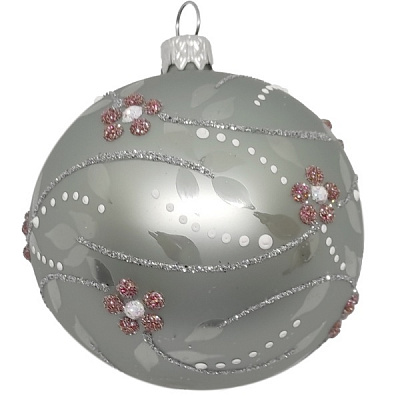 Куля новорічна 1294-1 80 мм рожевий