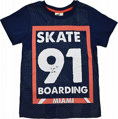 Футболка для хлопчика AKKU 9105 SKATE р.140 темно-синій