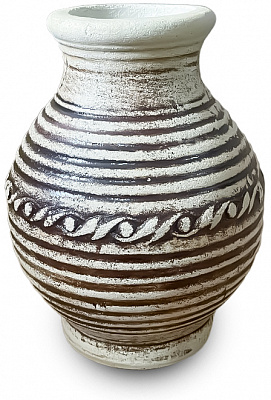 Вазон декоративний шамот Мира фігурний античний коричневий із білим Наша Кераміка