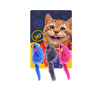 Игрушка-дразнилка для котов DGT-PETS Мышки 3 шт. 12 см FG240419035N разноцветный