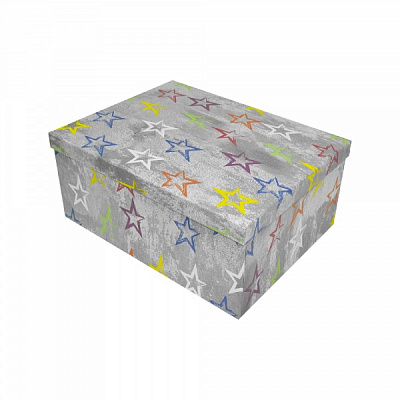 Коробка подарочная звезды на сером 25х18х10.5 см 1110209904